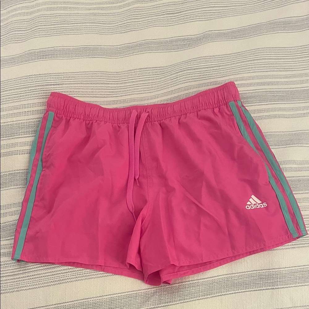 Adidas Men’s Pink and Green Athletic Shorts
